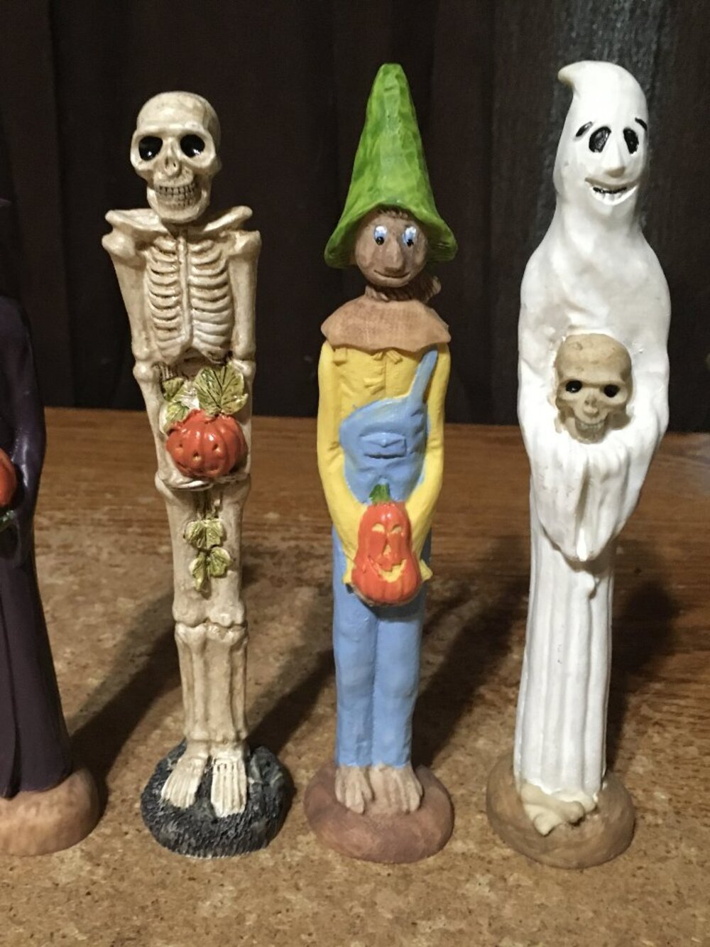 LOT OF 4 HERMITAGE POTTERY HALLOWEEN FIGURES GHOST SCARECROW SKELETON WITCH - Picture 3 of 13